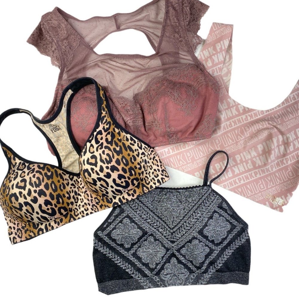 Lot of 4 Jog Bra Tops Pink Victoria’s Secret Target Walmart Size M